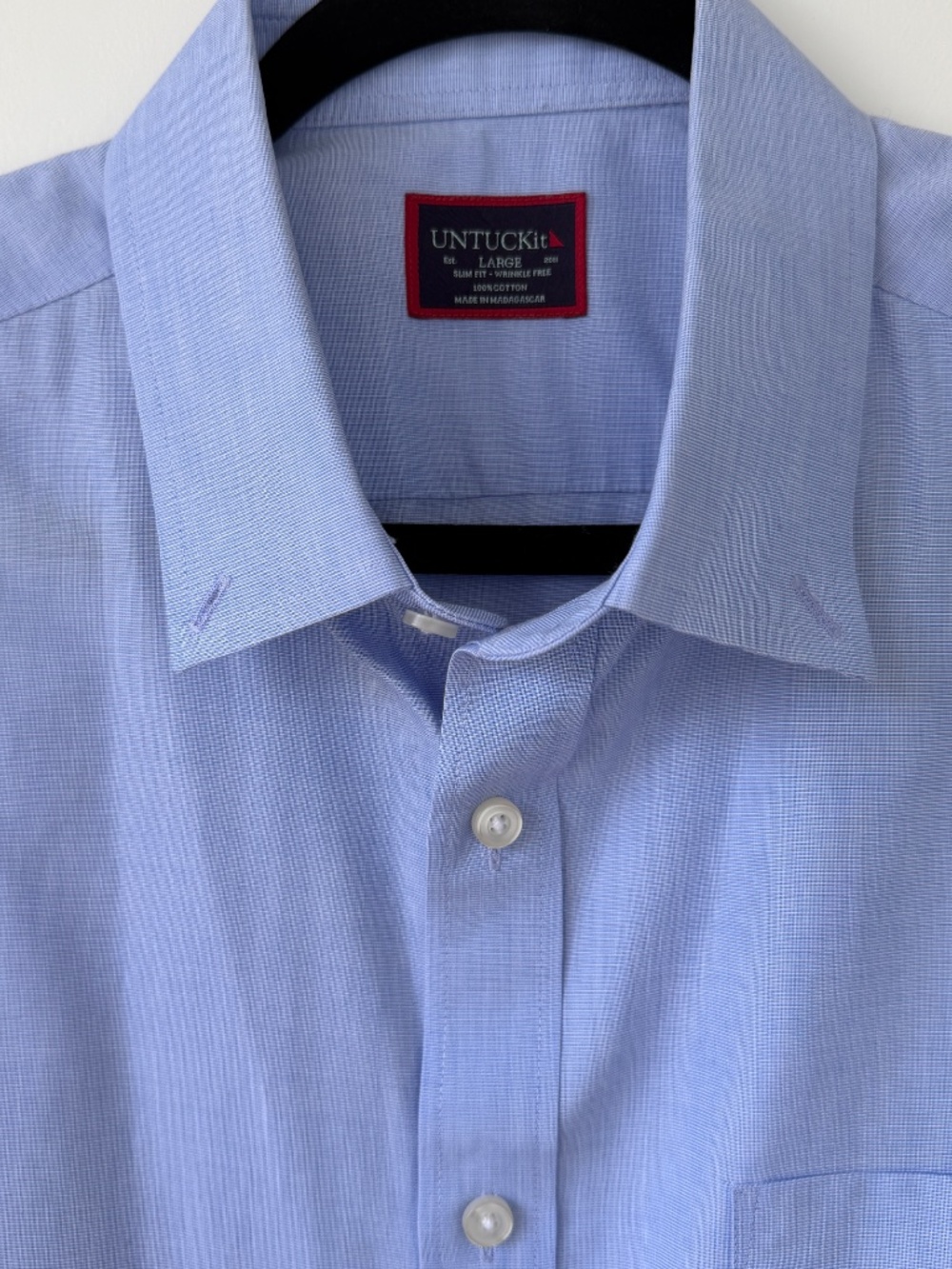 UNTUCKit Slim Fit Wrinkle-Free Short Sleeve Shirt - Blue / Size Large